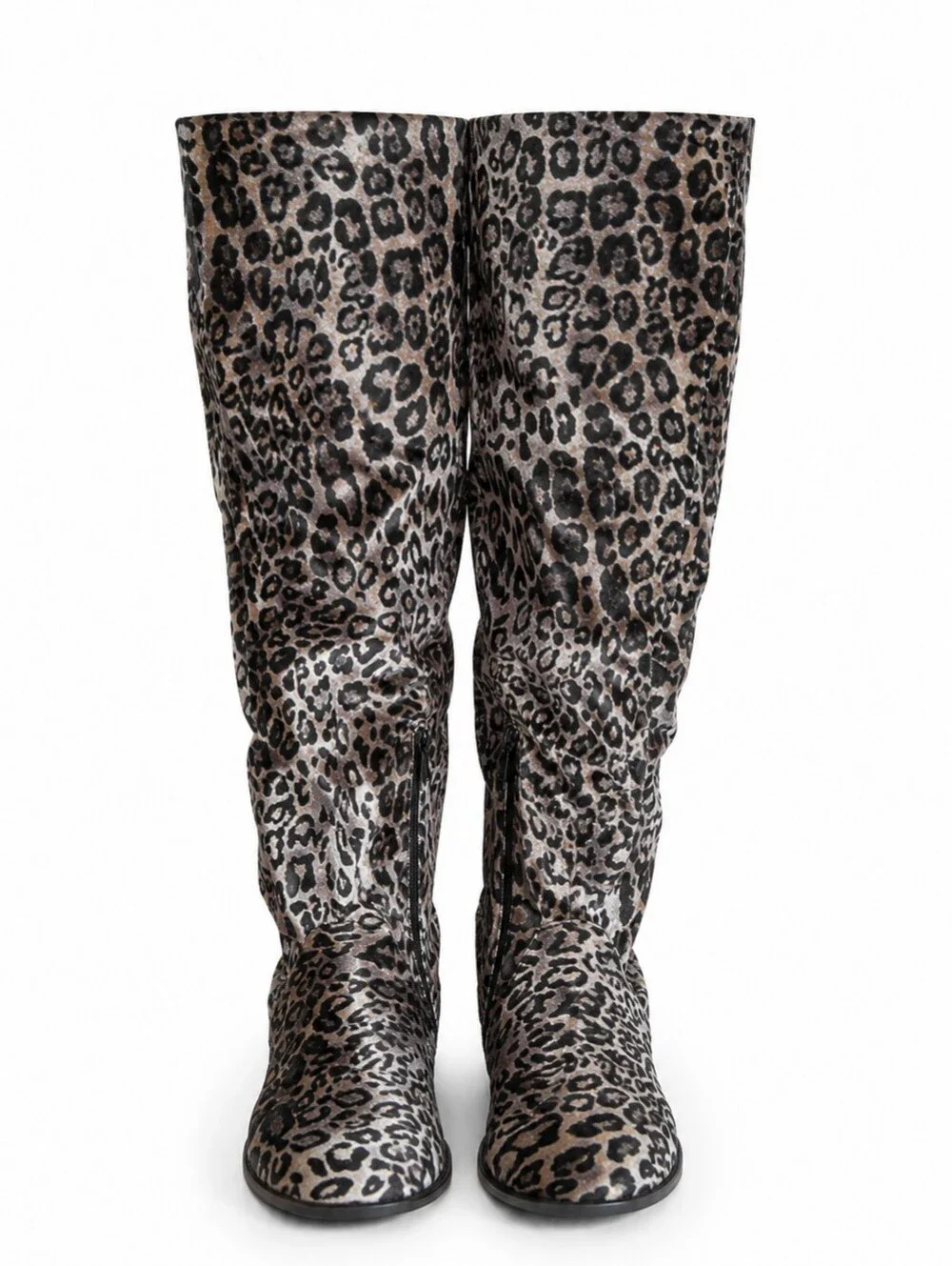 Very Volatile Leopard Knee High Boots Size 7 Y2K Slouchy Animal Print Tall Boots - Picture 2 of 12